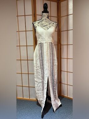 Dolce Vita Cream Maxi Dress with Embroidered Panels